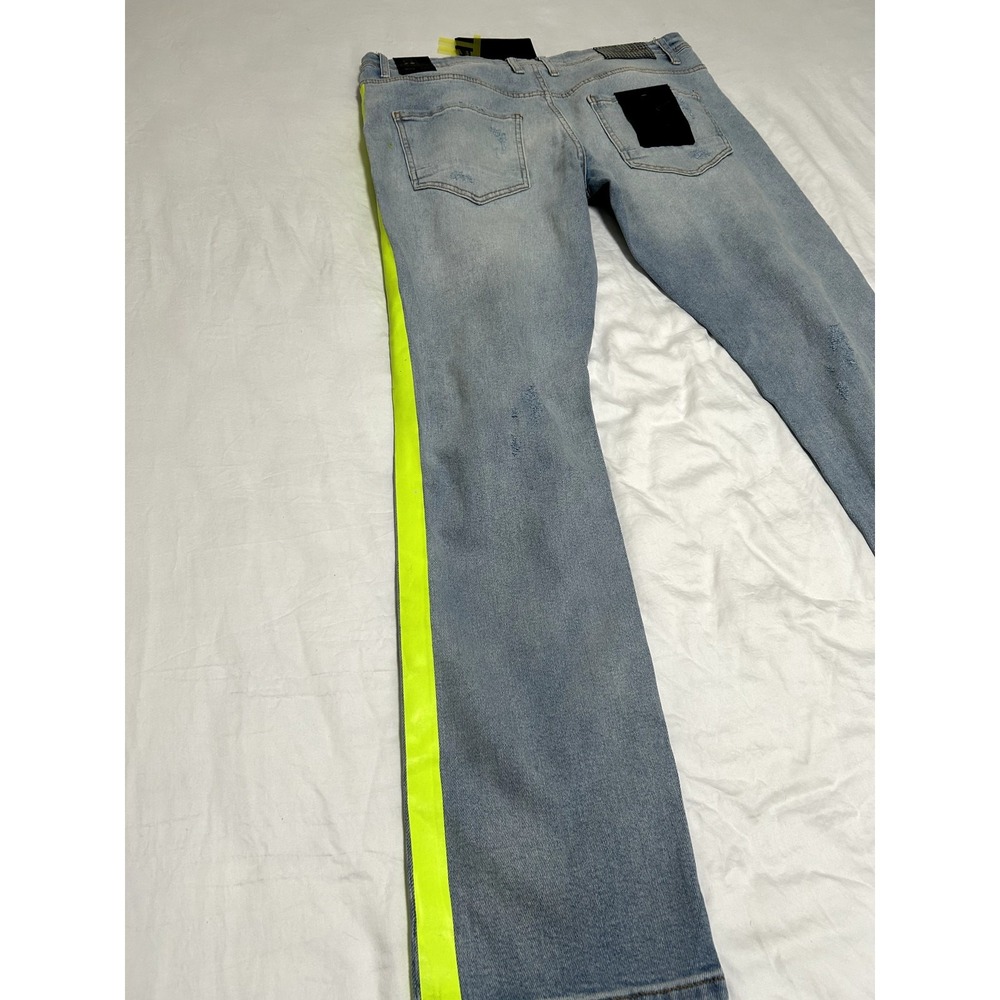 RON TOMSON Mens Modern Splattered Stripe Jeans Denim W/34 X L/34 Slim Fit New - Picture 6 of 8